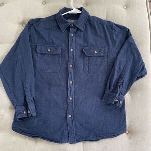 Northern Expedition Chamois Flannel Cotton Button Up Shirt Dark Blue XL